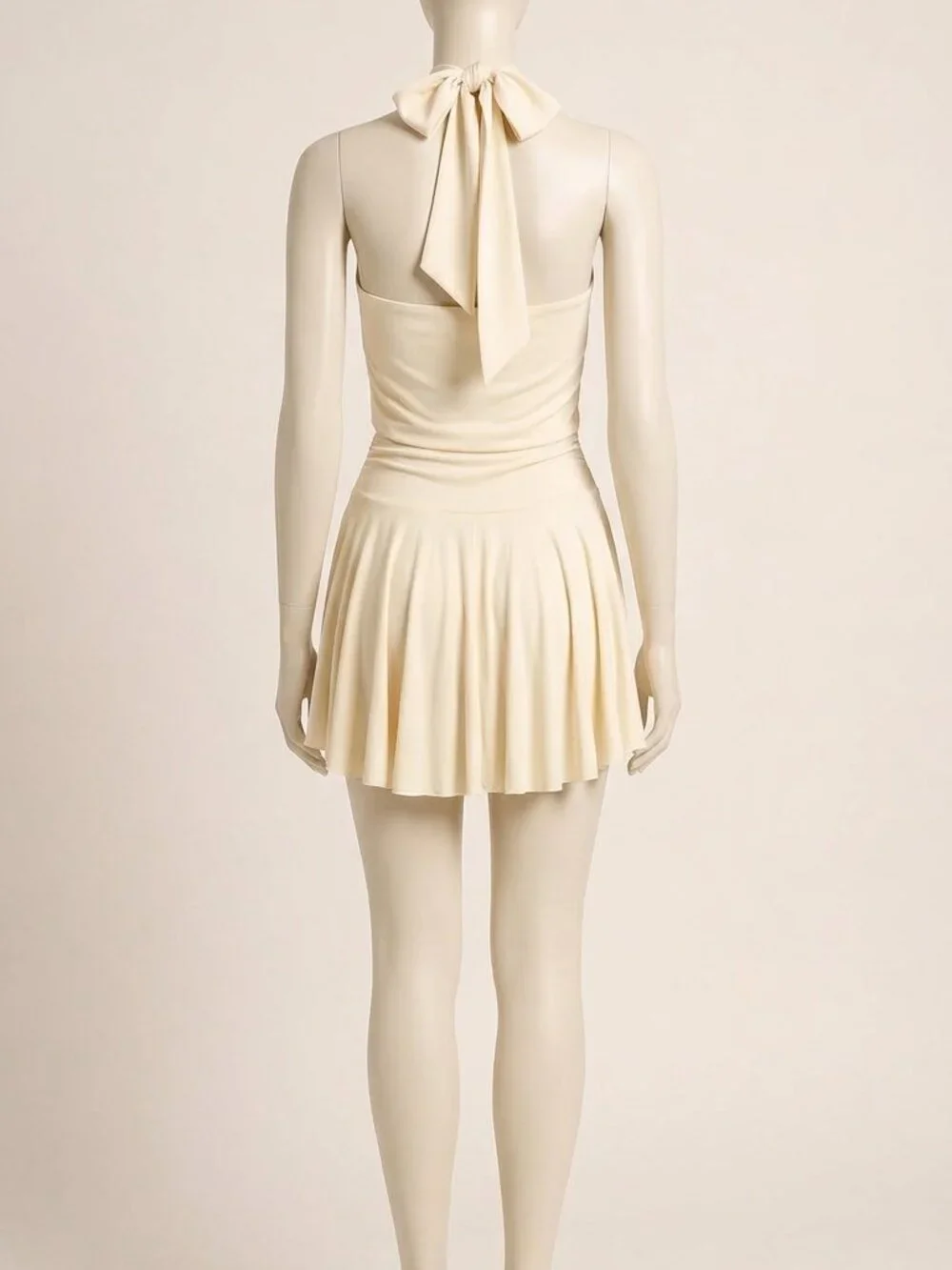 Cider Creme A-Line Mini Dress Built-In Shorts High Neck Scarf Size M - Picture 3 of 5